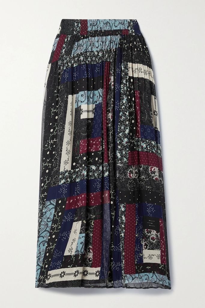 Alani Printed Chiffon Midi Skirt - Black
