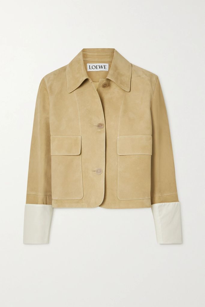 Button-embellished Suede Jacket - Gold