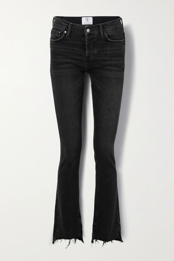 Tristen Frayed High-rise Bootcut Jeans - Black