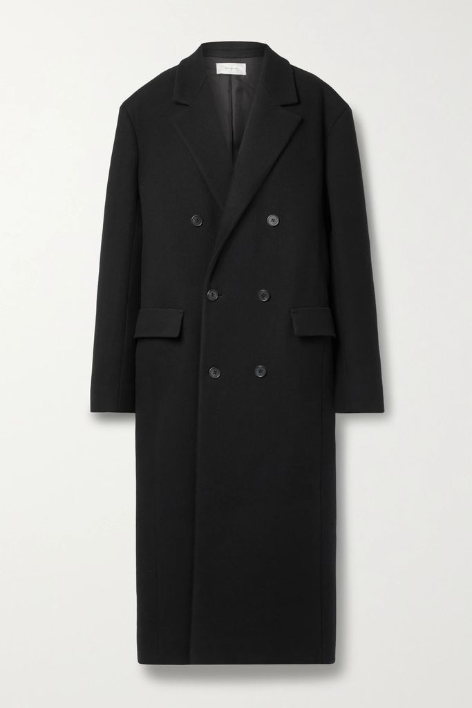 Diana Double-breasted Wool-blend Coat - Black