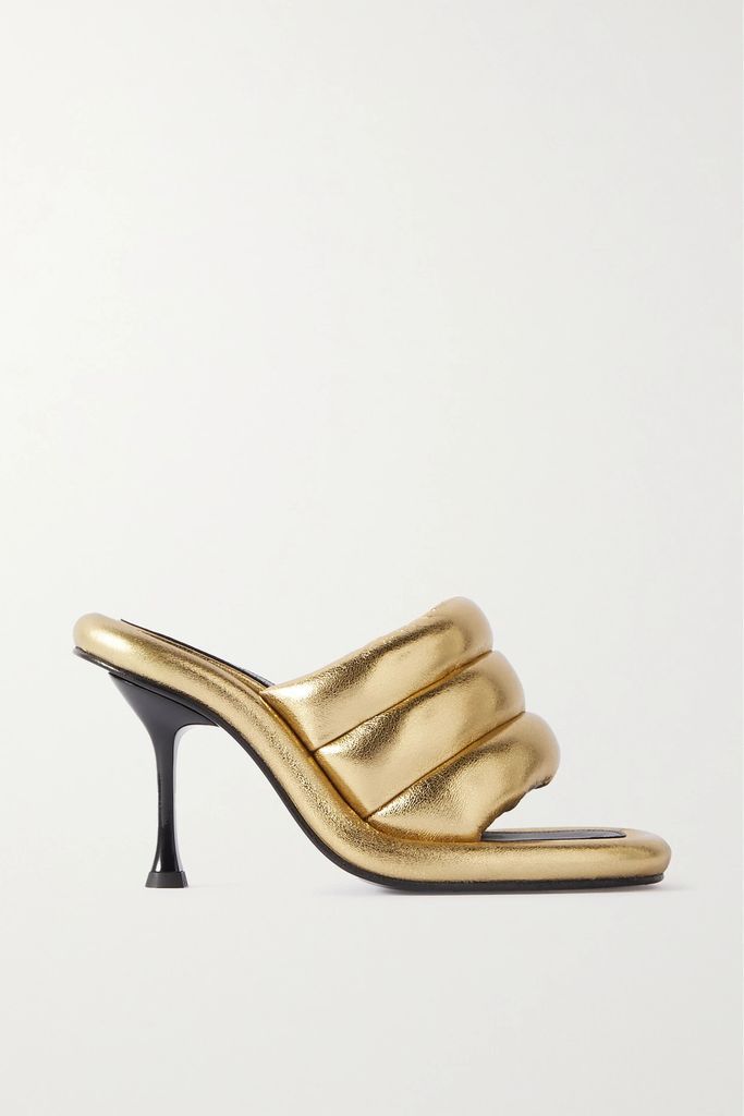 Padded Leather Sandals - Gold