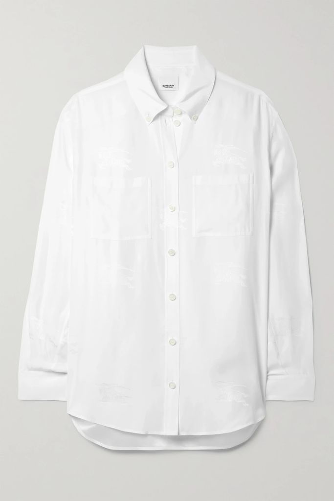 Silk-satin Jacquard Shirt - White