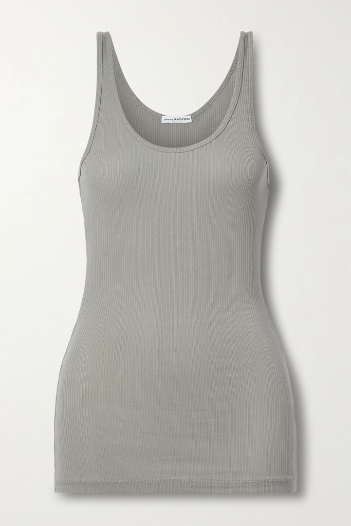 The Daily Ribbed Stretch-supima Cotton Tank - Gray