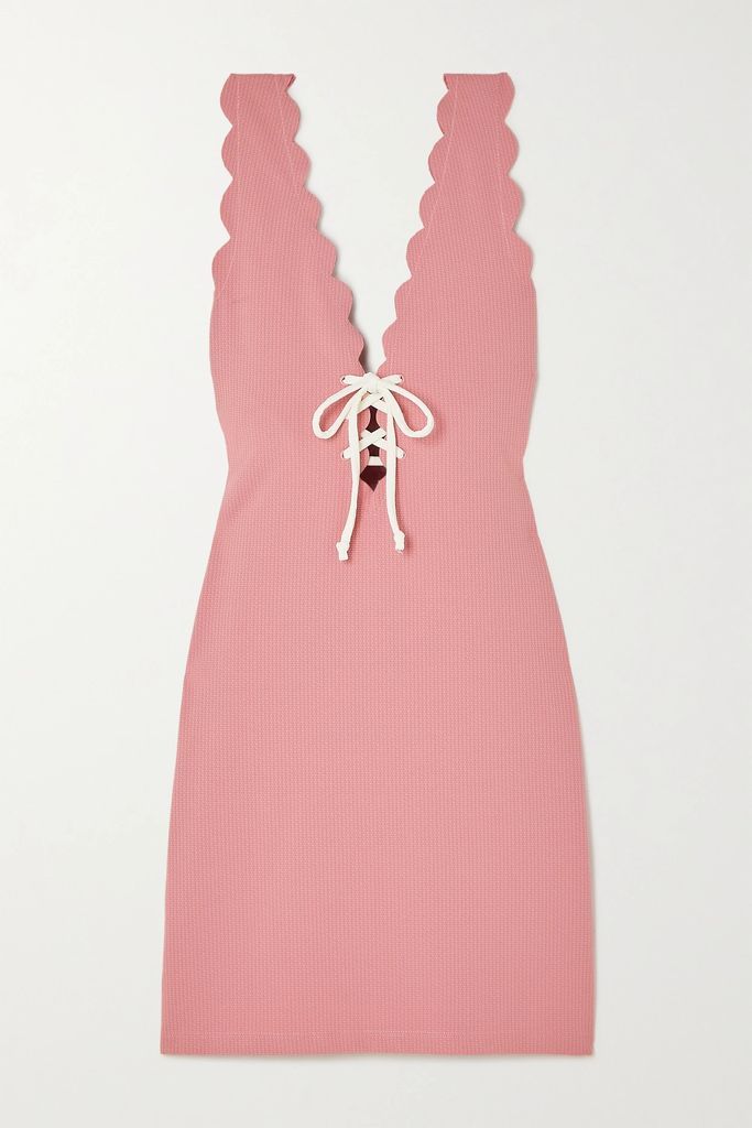 Amagansett Scalloped Seersucker Mini Dress - Pink