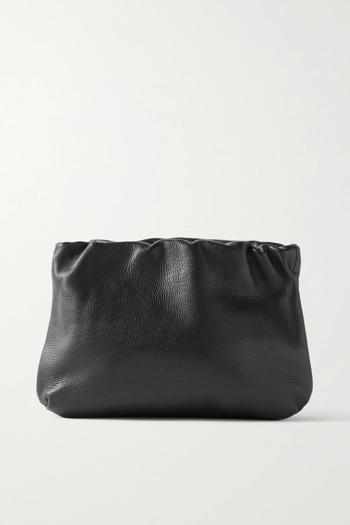 Bourse Textured-leather Clutch - Black