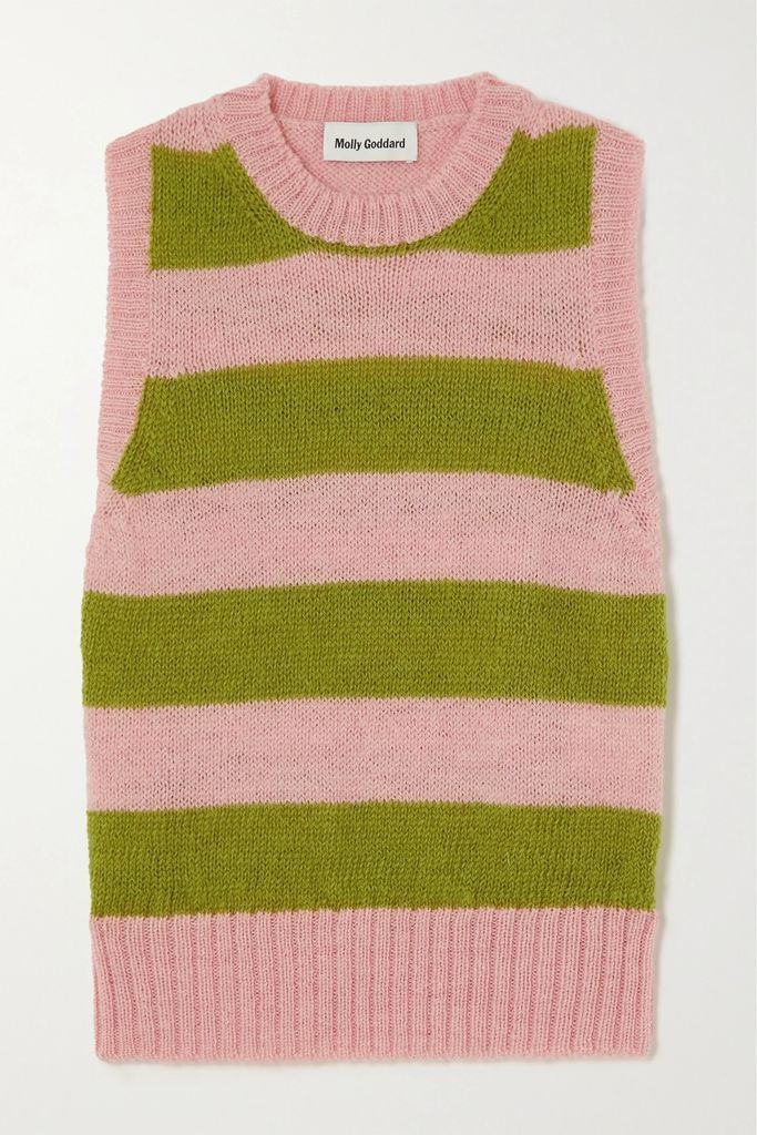 Rose Striped Wool Vest - Pink