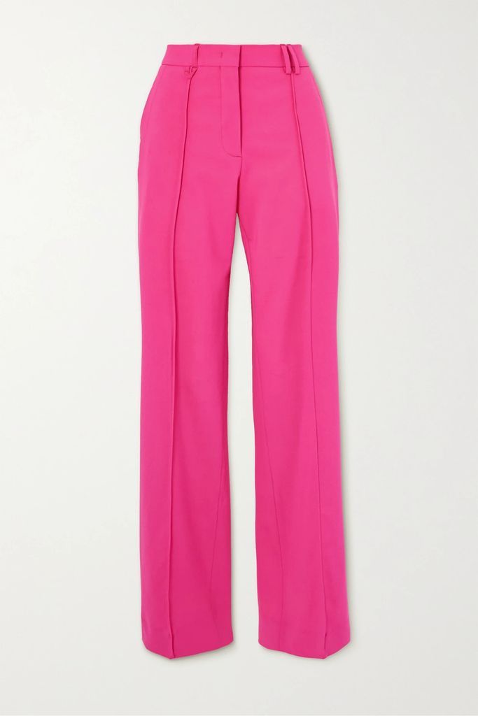Camargue Pleated Wool-blend Straight-leg Pants - Pink