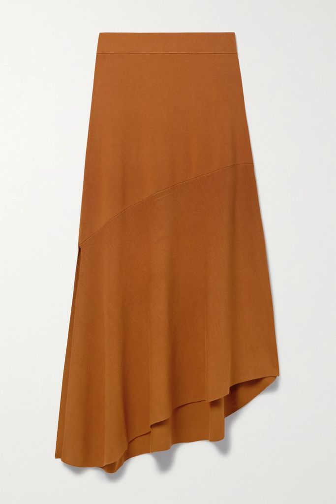 Jasper Asymmetric Stretch-knit Midi Skirt - Tan