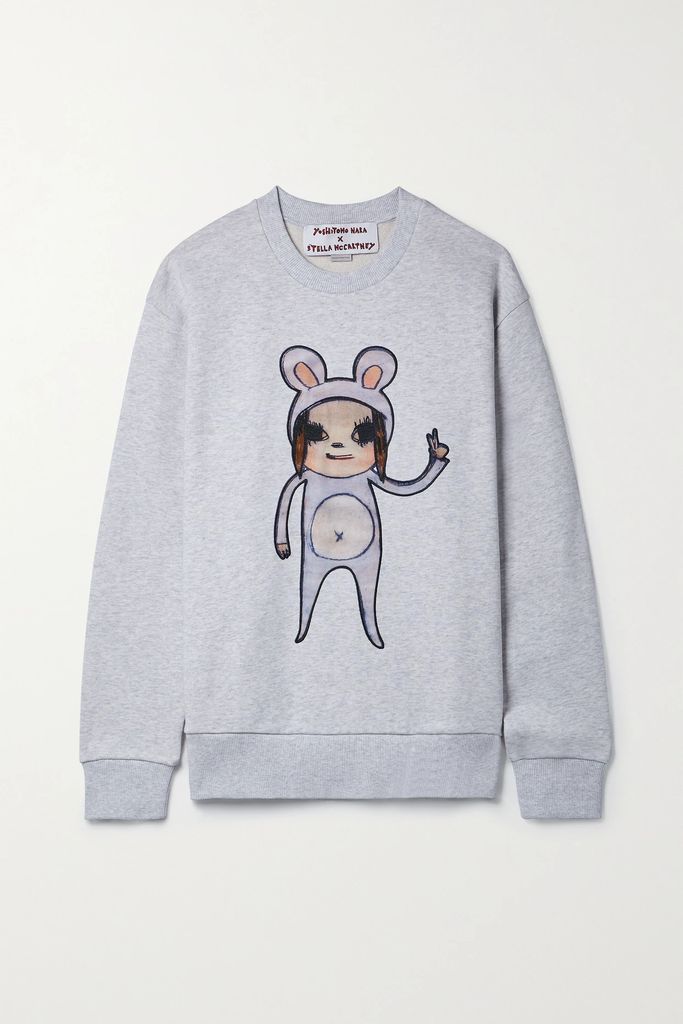 + Yoshimoto Nara Embroidered Printed Cotton-jersey Sweatshirt - Gray