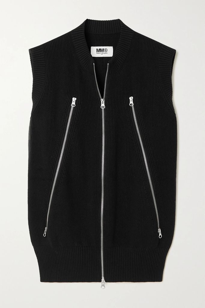 Ribbed Cotton And Wool-blend Vest - Black