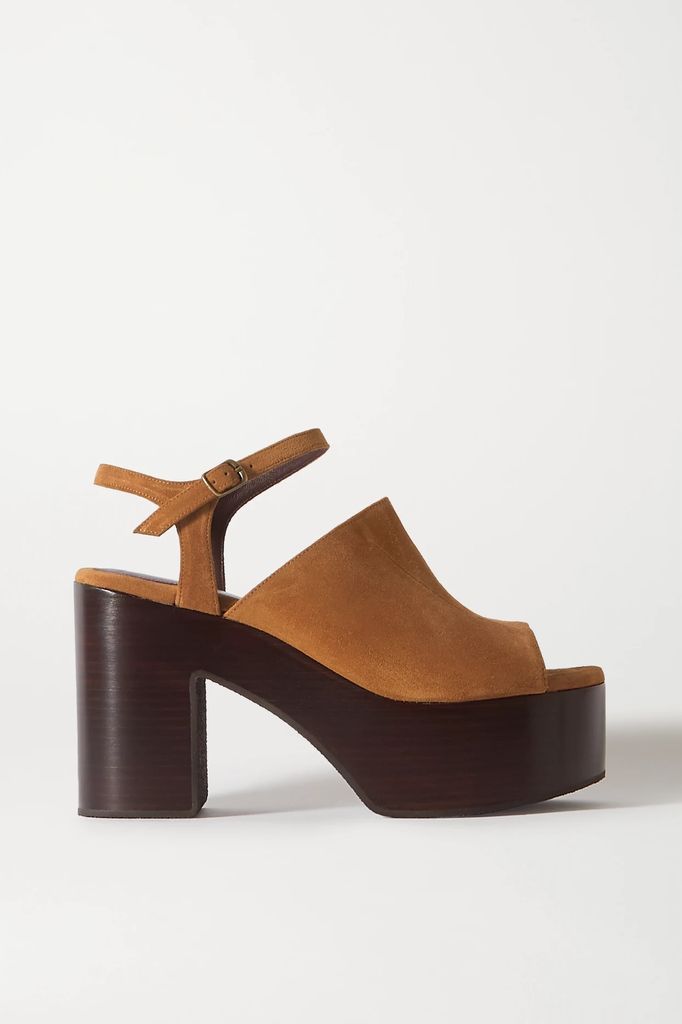 Suede Platform Sandals - Tan