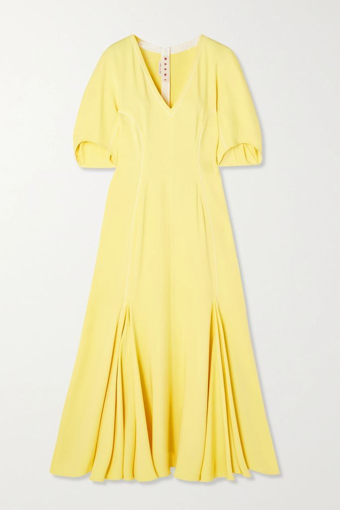 Stretch-crepe Midi Dress - Yellow