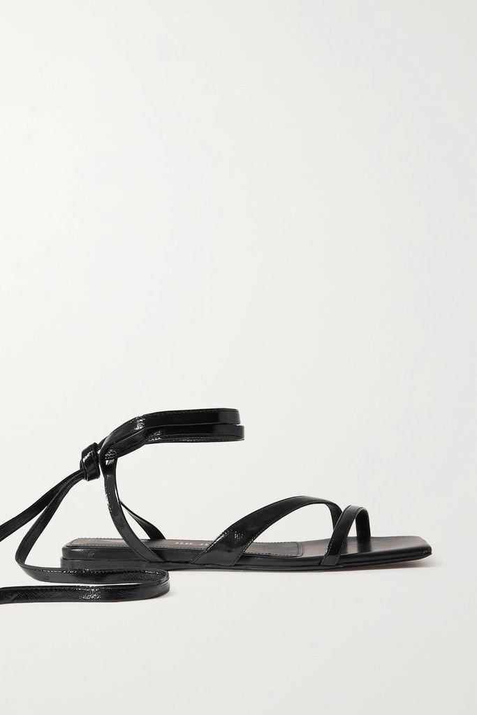Elettra Patent-leather Sandals - Black