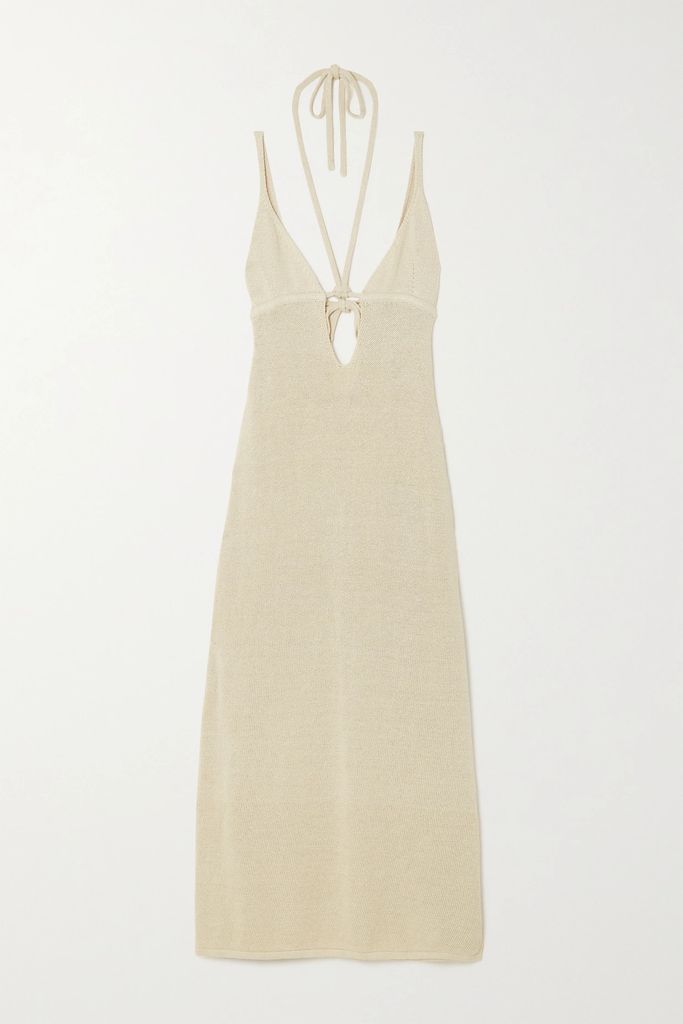 Kingsley Open-back Linen-blend Maxi Dress - White