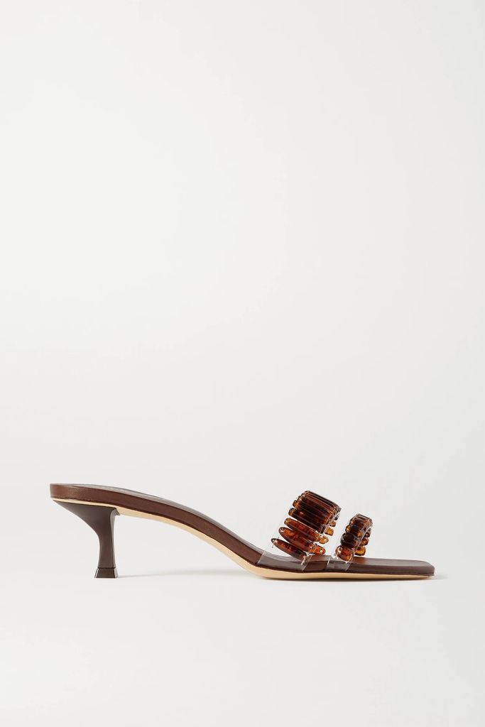 Janae Bead-embellished Pvc Sandals - Brown