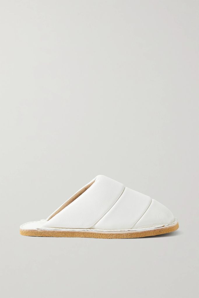 Quilted Leather Slippers - White