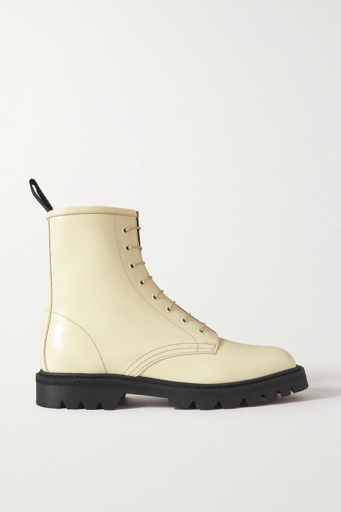 Ranger Lace-up Leather Ankle Boots - Cream