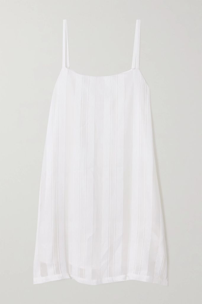 + Net Sustain Striped Organic Cotton And Silk-blend Mini Dress - White