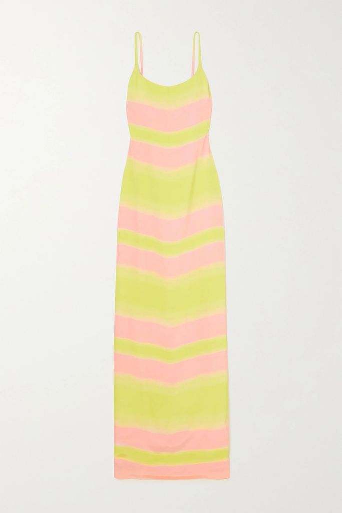 Striped Open-back Silk Maxi Dress - Pink