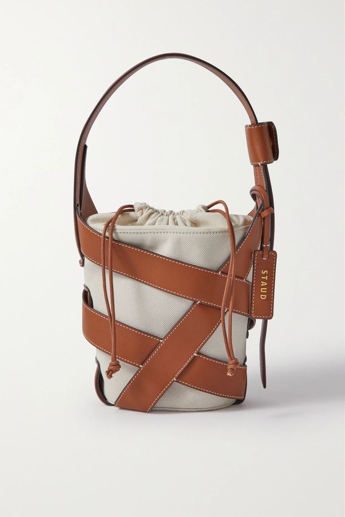 Hive Canvas And Leather Bucket Bag - Cream