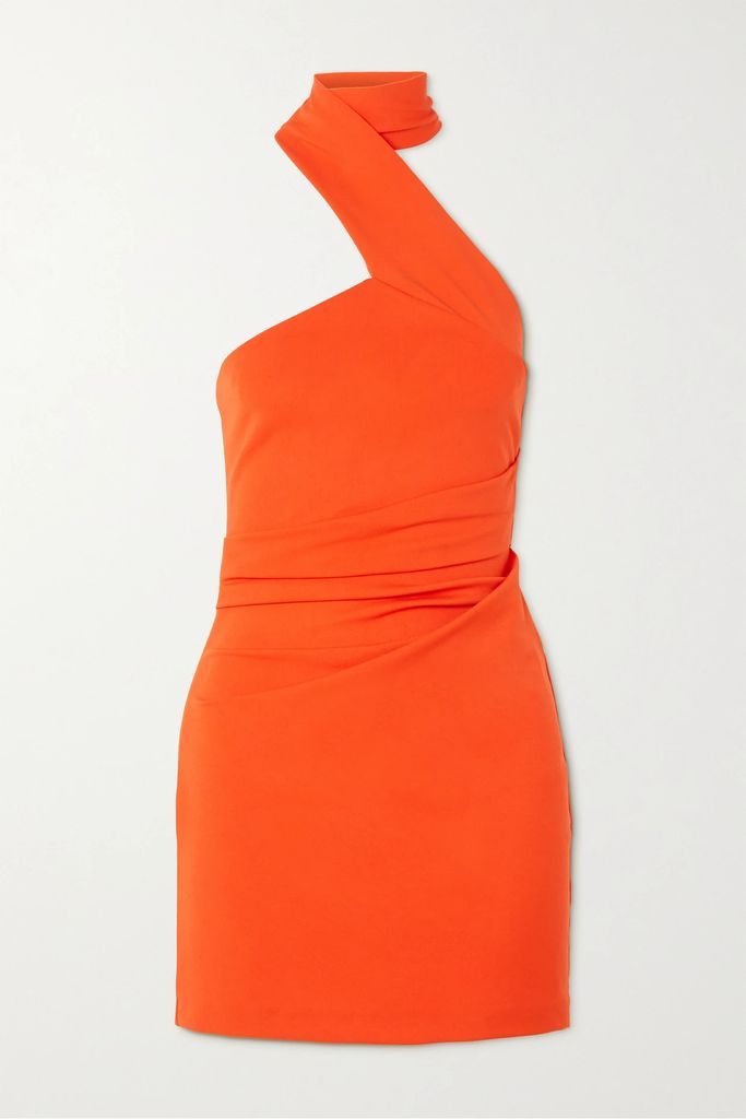 Lauli Asymmetric Halterneck Stretch-jersey Mini Dress - Orange