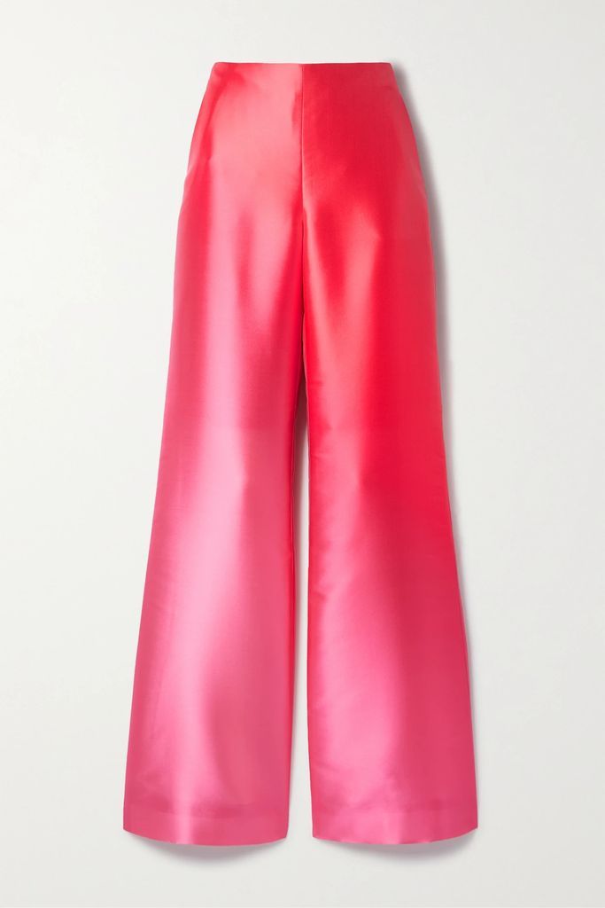 Dégradé Duchesse-satin Wide-leg Pants - Pink