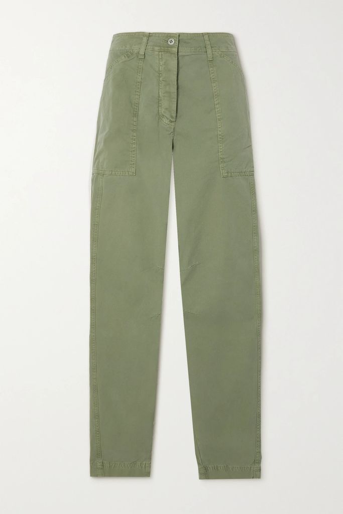 Cotton-twill Straight-leg Cargo Pants - Green