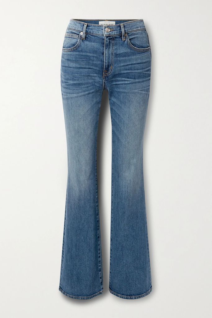 + Net Sustain Reese Distressed Mid-rise Organic Flared Jeans - Blue