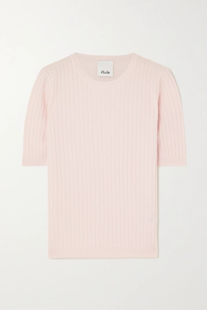 Ribbed Cashmere Top - Baby pink