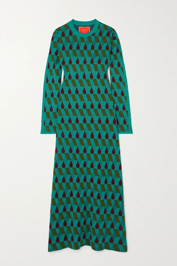 Leisure Jacquard-knit Cotton-blend Maxi Dress - Green