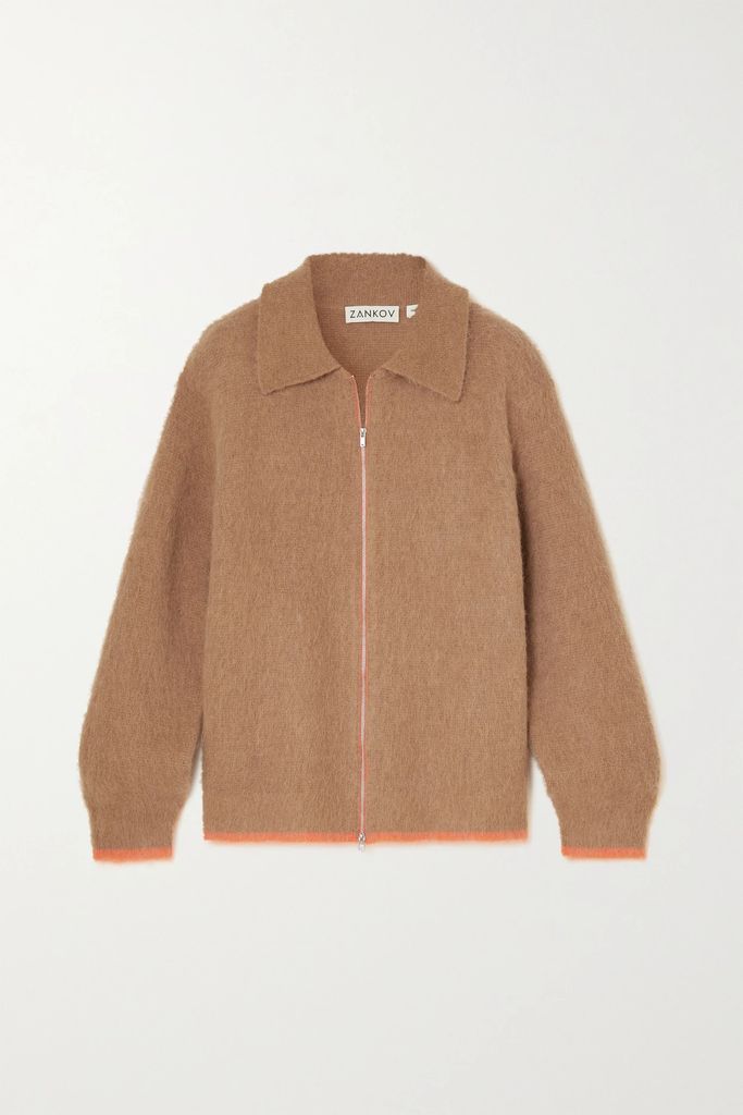Nicolas Brushed Knitted Cardigan - Camel