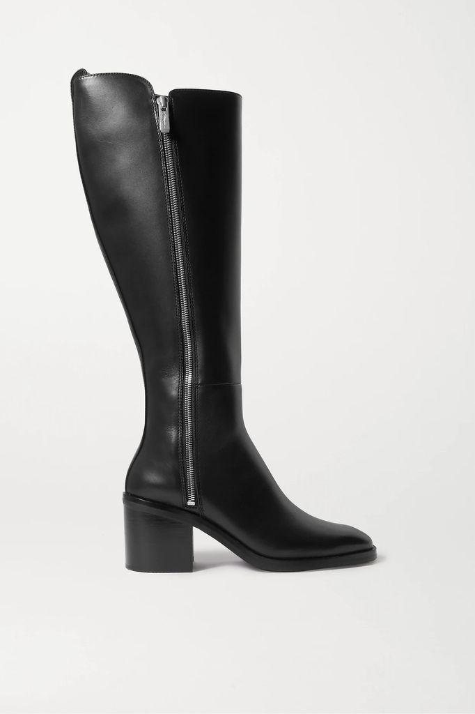 Alexa Leather Knee Boots - Black