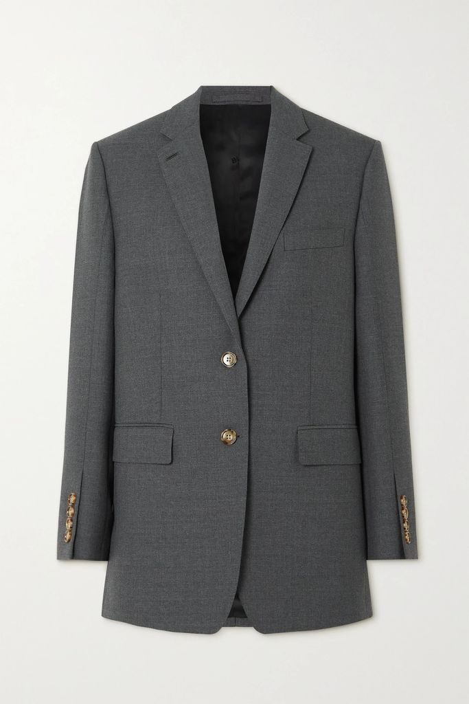 Oversized Wool-blend Blazer - Gray