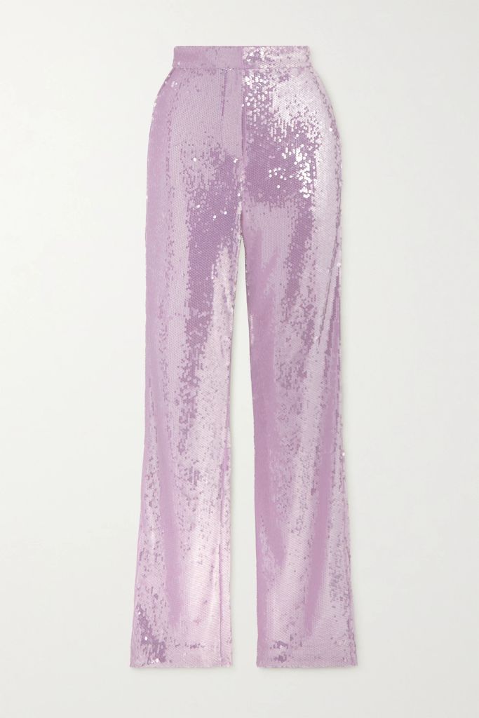 Robyana Sequined Recycled-jersey Straight-leg Pants - Lilac