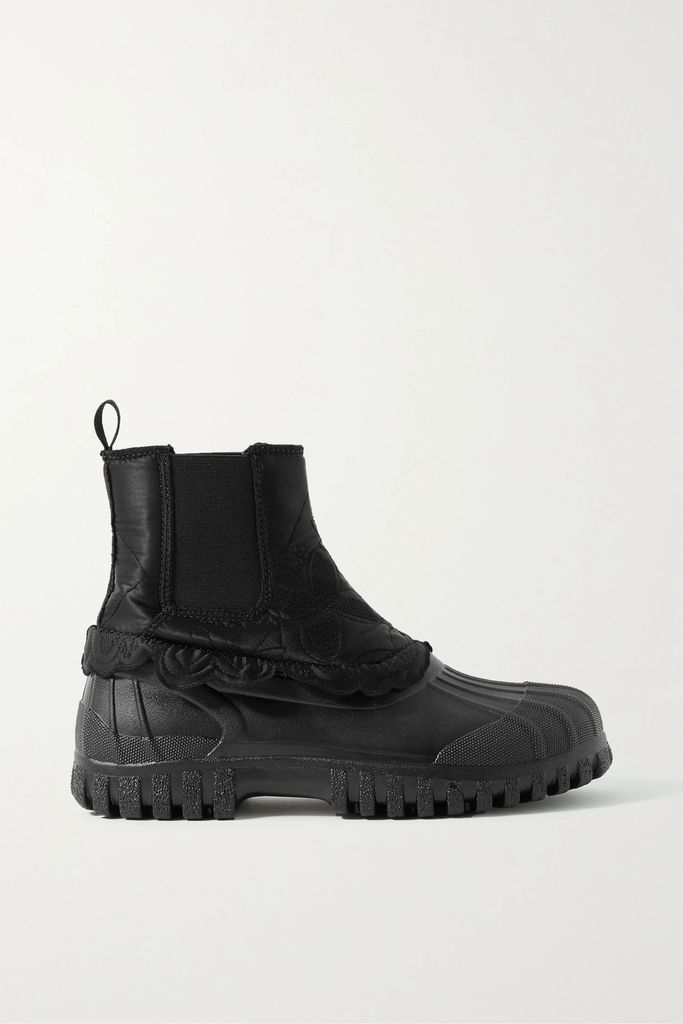 Julian Scalloped Quilted Silk And Rubber Chelsea Boots - Black