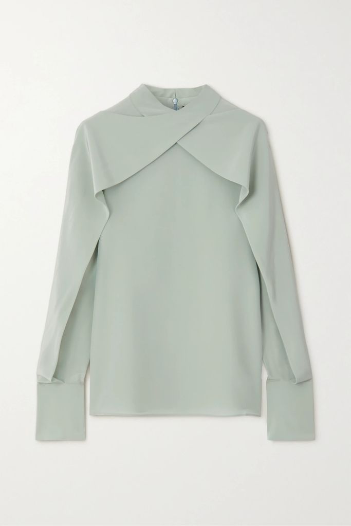 Bailie Draped Silk Crepe De Chine Blouse - Light green