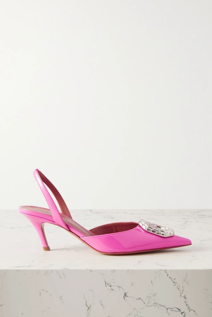Camelia Crystal-embellished Patent-leather Slingback Pumps - Pink