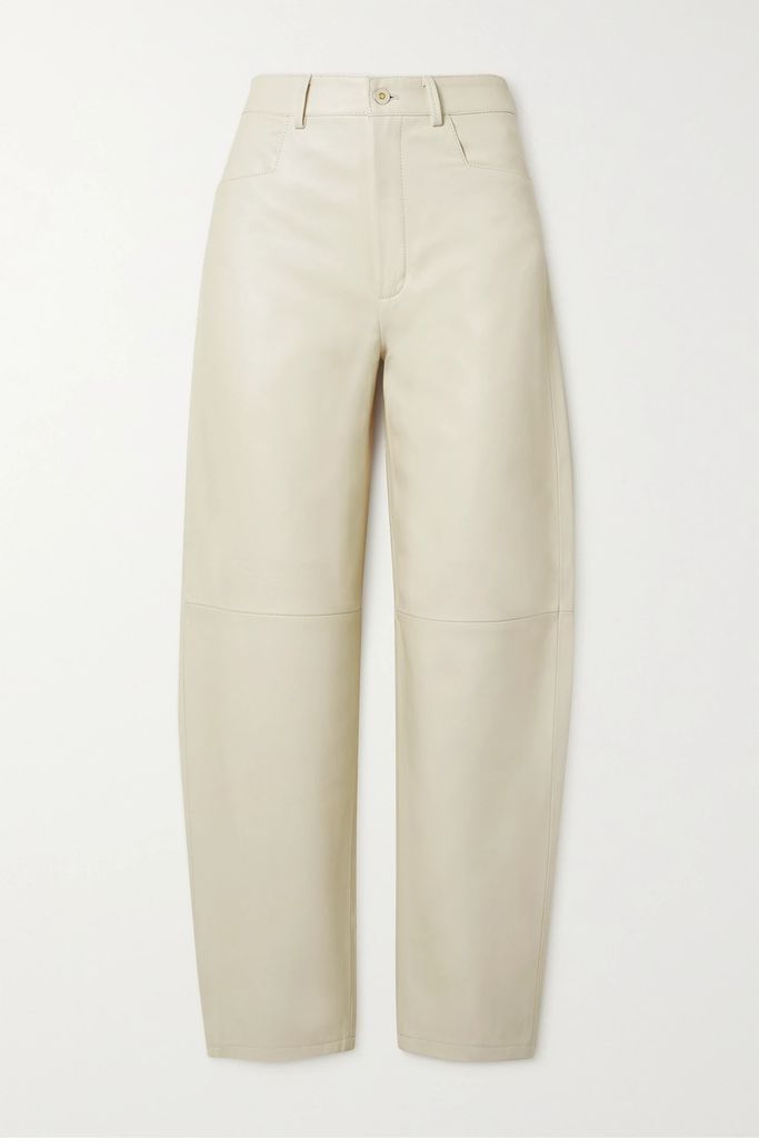 Chamomile Tapered Leather Pants - Cream