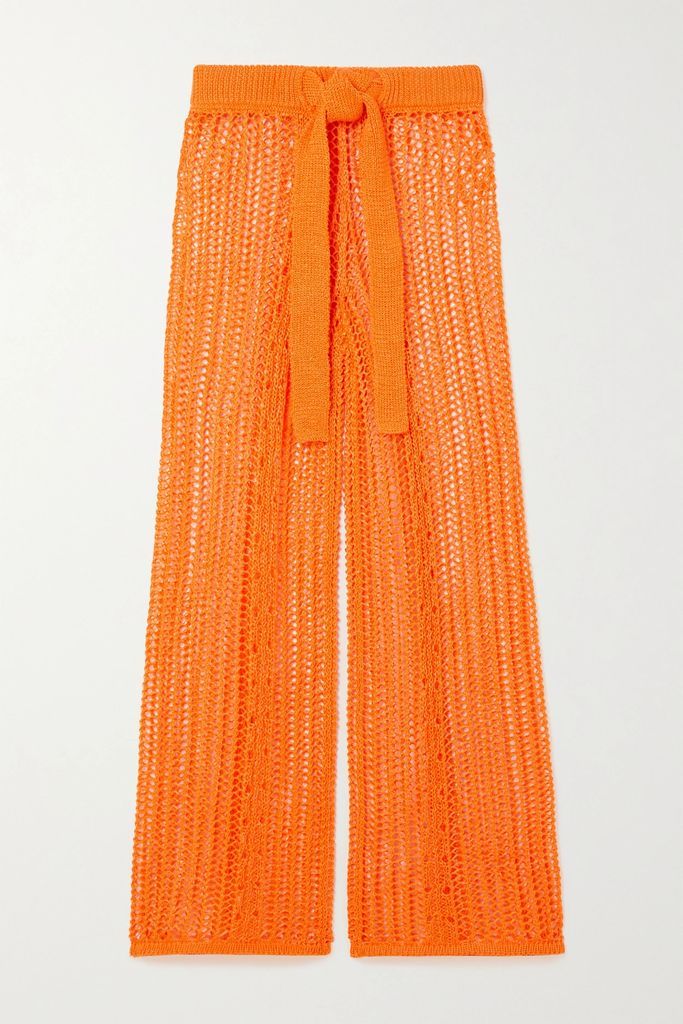 Aadya Crochet-knit Wide-leg Pants - Orange