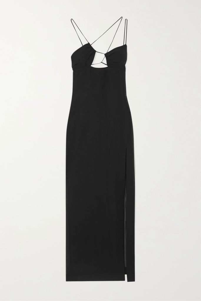 Cutout Cotton-voile Maxi Dress - Black