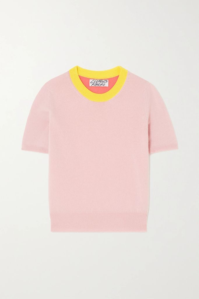 Spice Color-block Cashmere Sweater - Baby pink