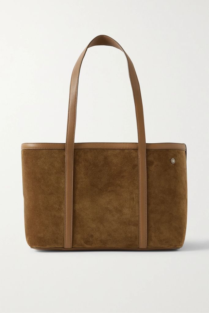 Carry Everything Small Leather-trimmed Suede Tote - Brown