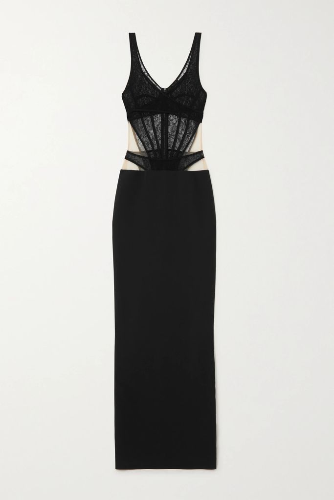 Cutout Lace And Cady Maxi Dress - Black
