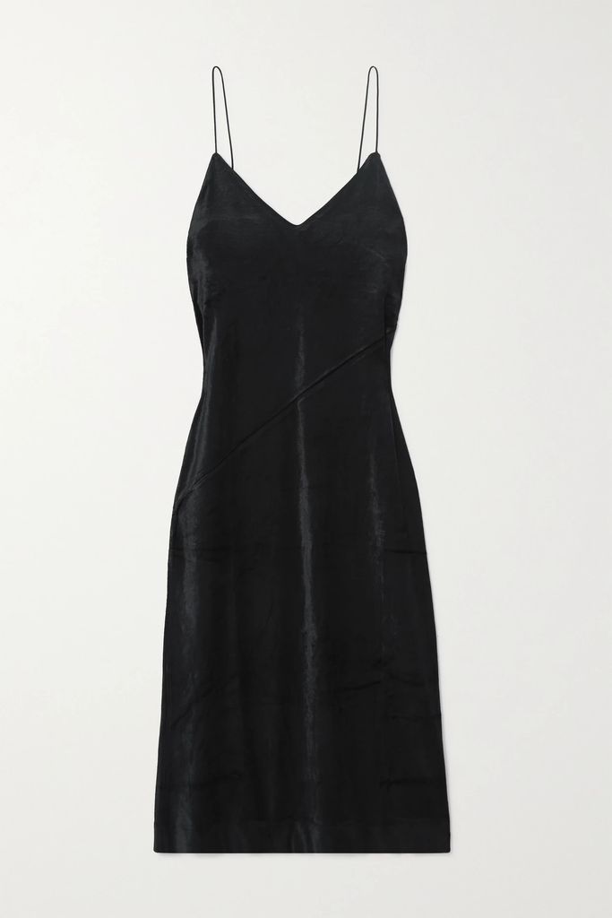 Leah Micromodal-blend Velour Midi Dress - Black