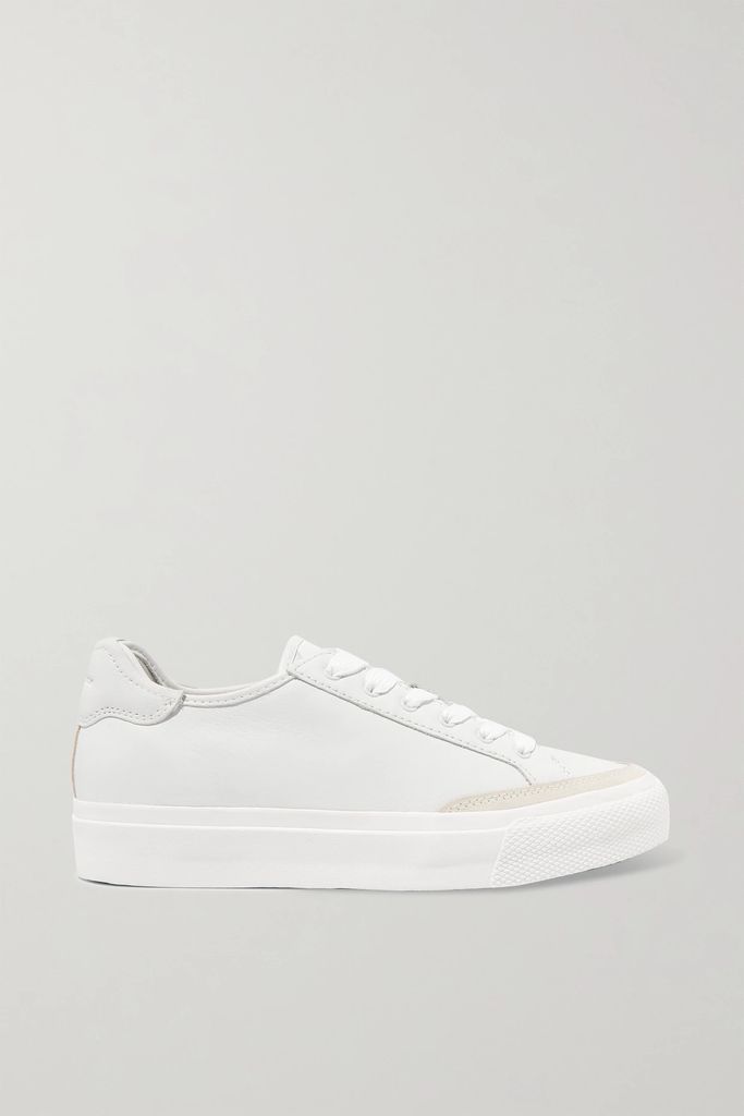 Army Suede-trimmed Leather Sneakers - White