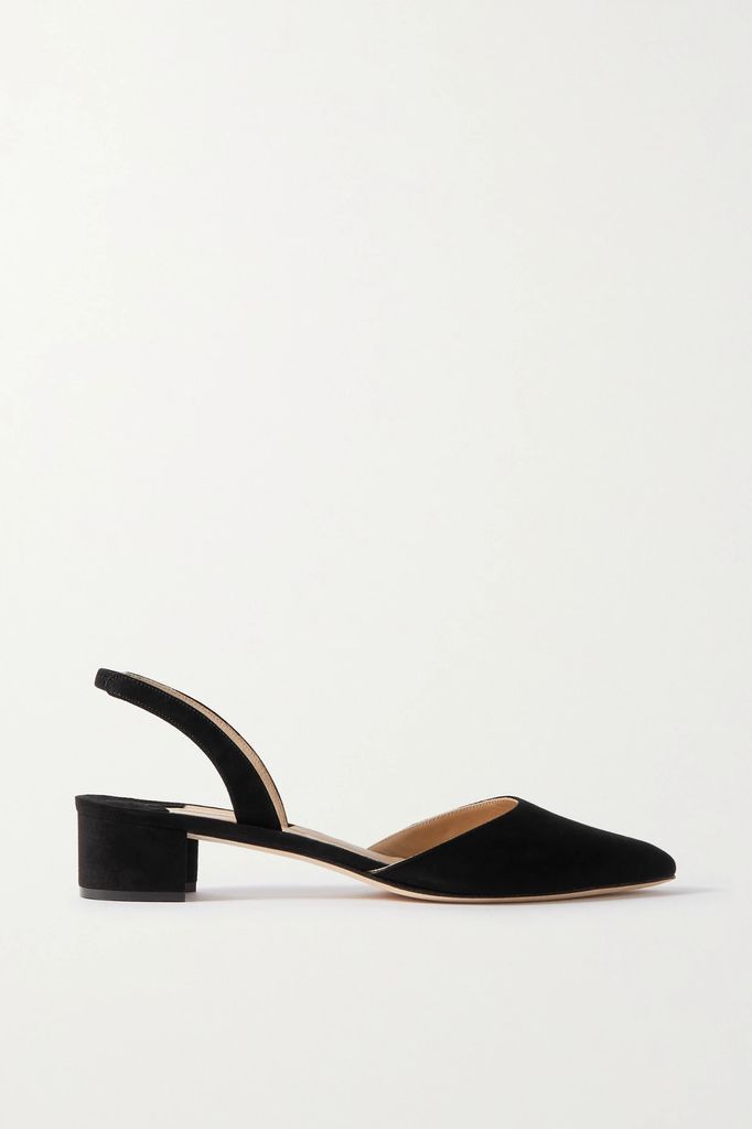 Aspro 30 Suede Slingback Pumps - Black