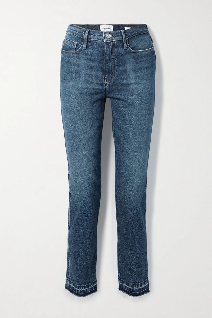 Le Sylvie Cropped High-rise Straight-leg Jeans - Dark denim