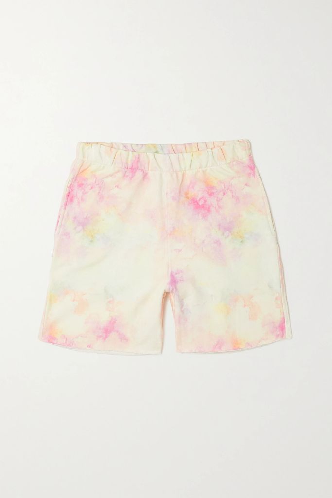 Abigail Frayed Tie-dyed Organic Cotton-jersey Shorts - Pink
