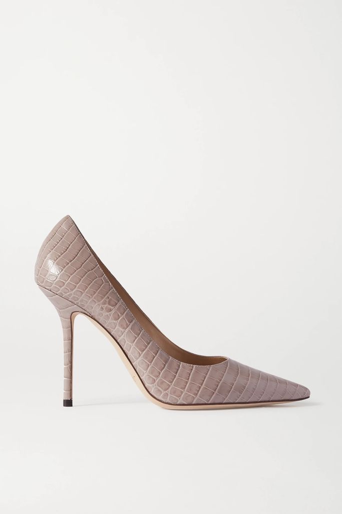 Love 100 Croc-effect Leather Pumps - Taupe