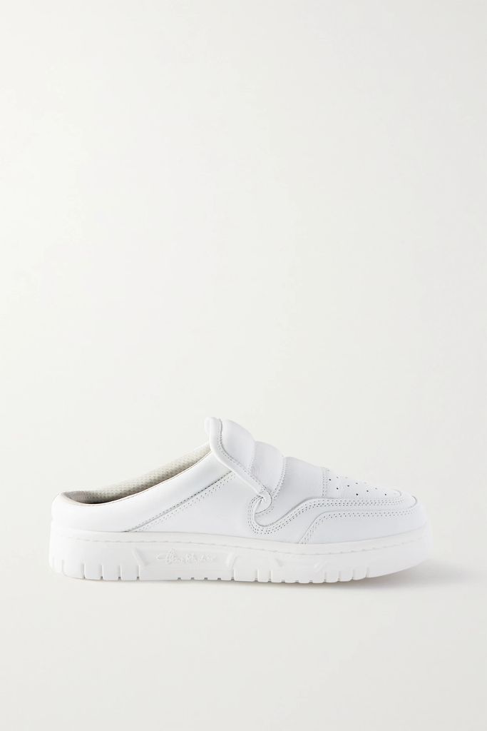 Leather Backless Sneakers - White